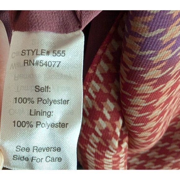 Cabi Pleated Red Purple White Houndstooth Camisole Style #555 - Medium - Picture 7 of 8